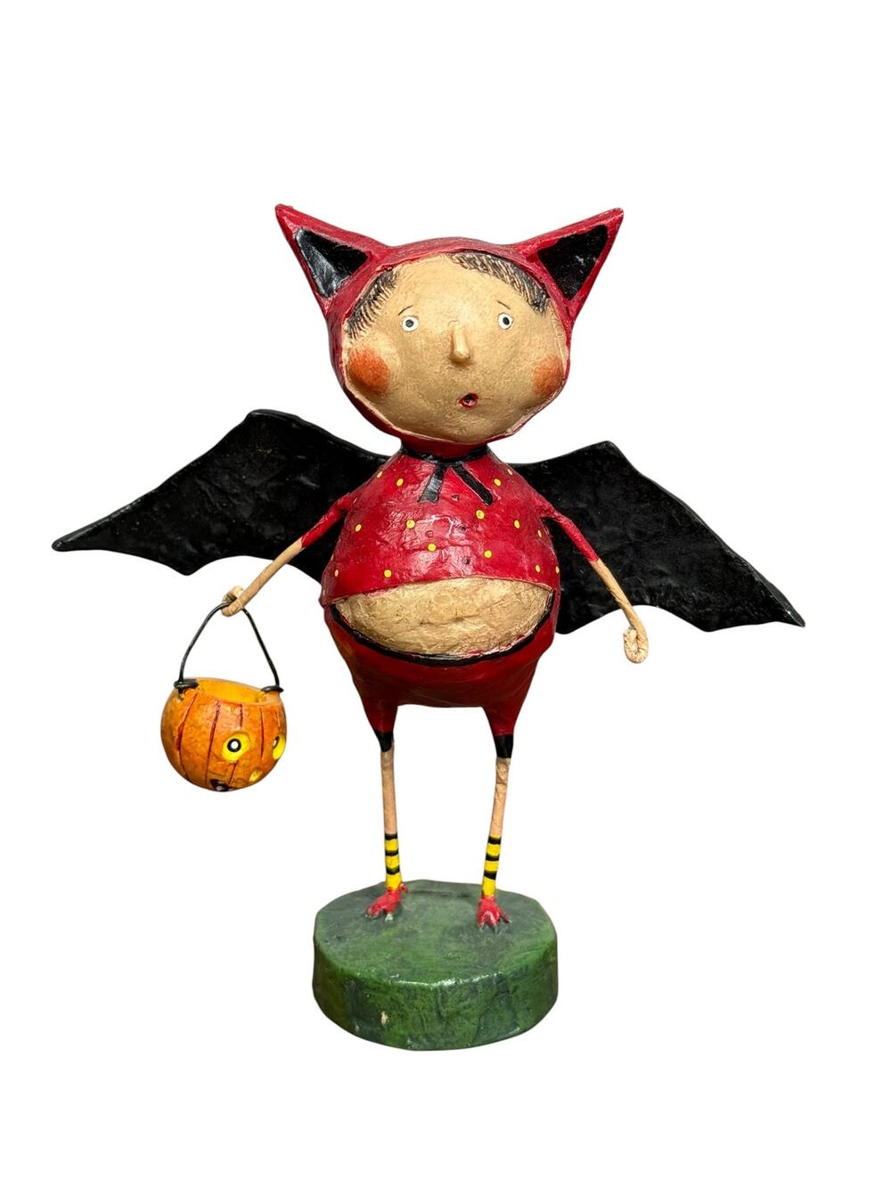 Lori Mitchell Halloween Bat Boy Devil with Pumpkin 5.5" Whimsical Figurine